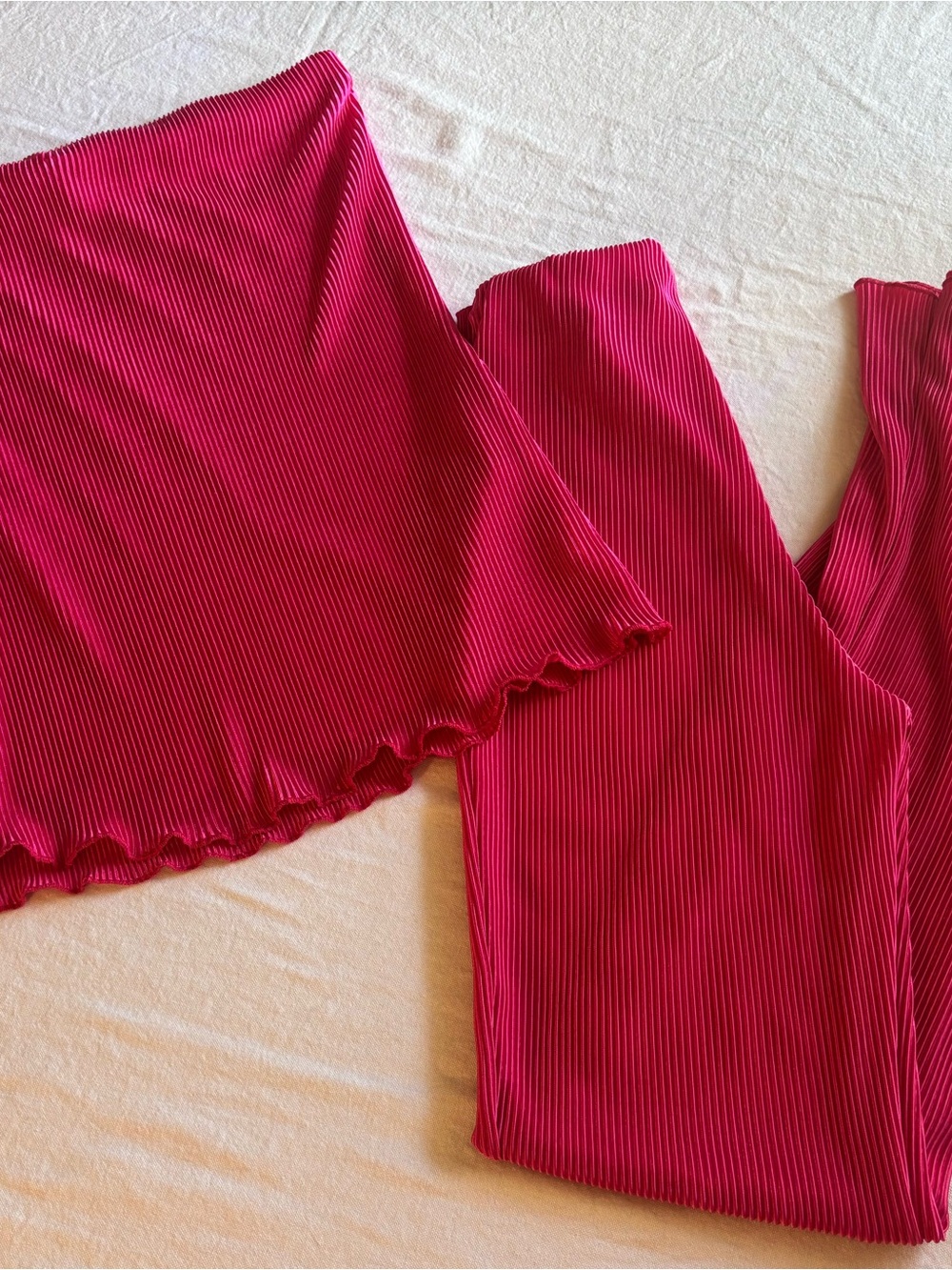 Fashion Nova Ribbed Hot Pink Wide-Leg Pants